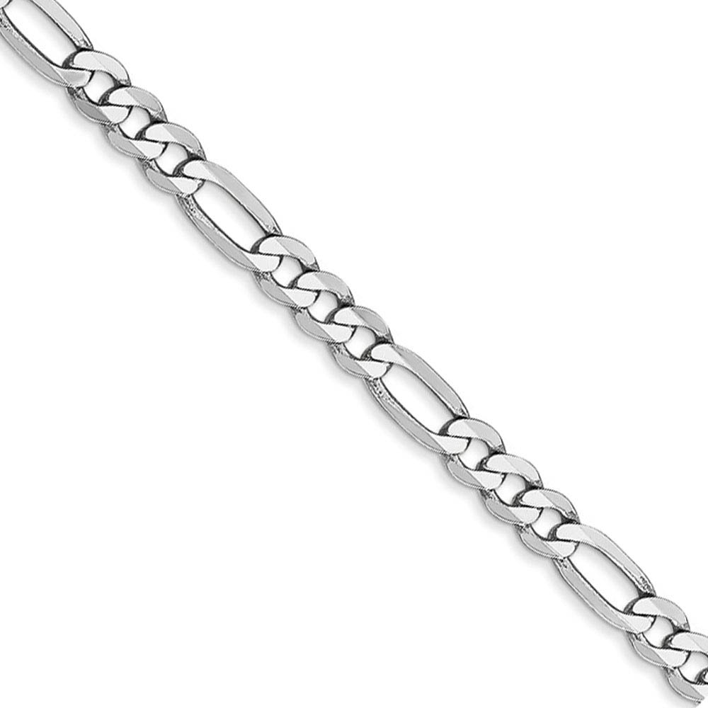 4mm 14k White Gold Flat Figaro Chain Necklace