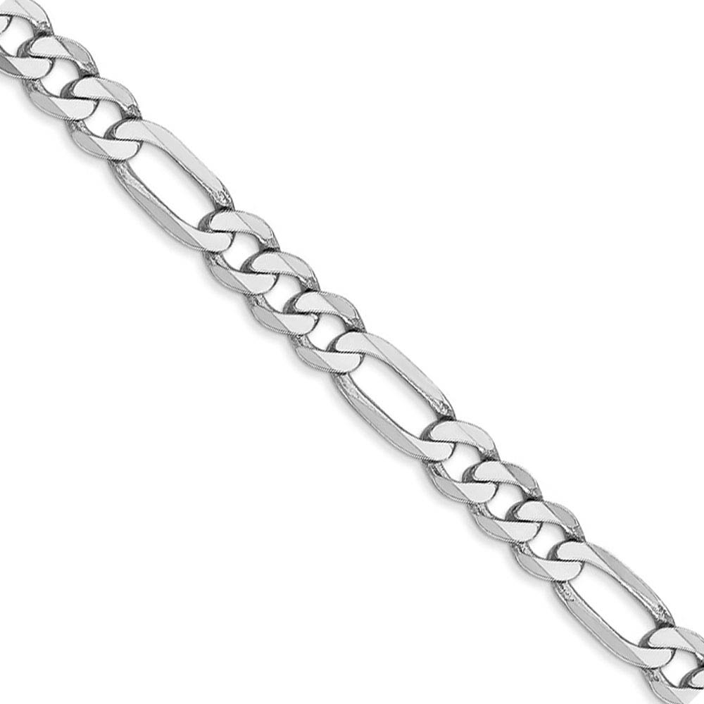 Men's 5.5mm 14k White Gold Flat Figaro Chain Necklace