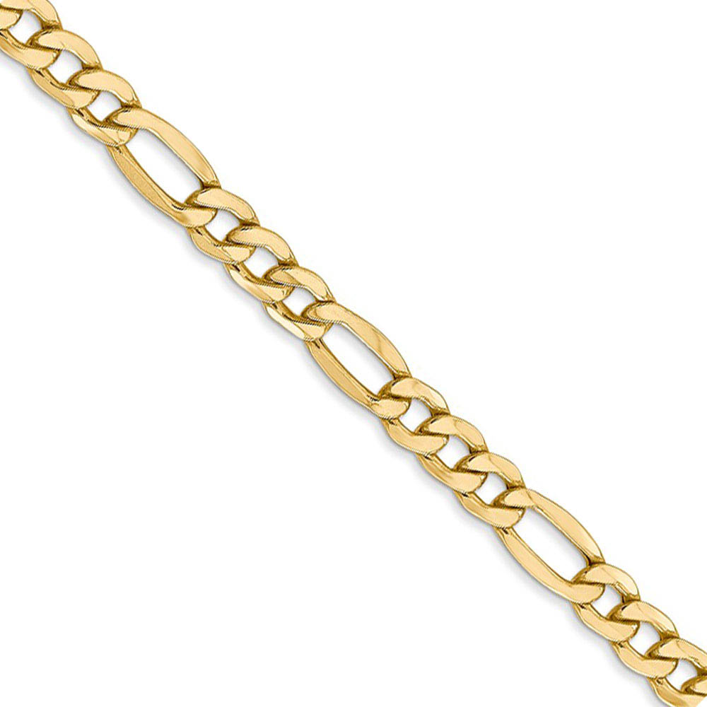 Men's 5.35mm 14k Yellow Gold Hollow Flat Figaro Chain Necklace