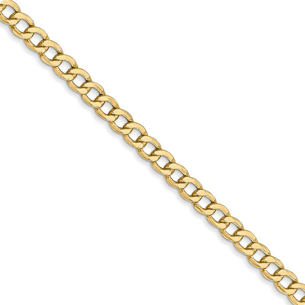 3.35mm 14k Yellow Gold Hollow Curb Link Chain Necklace