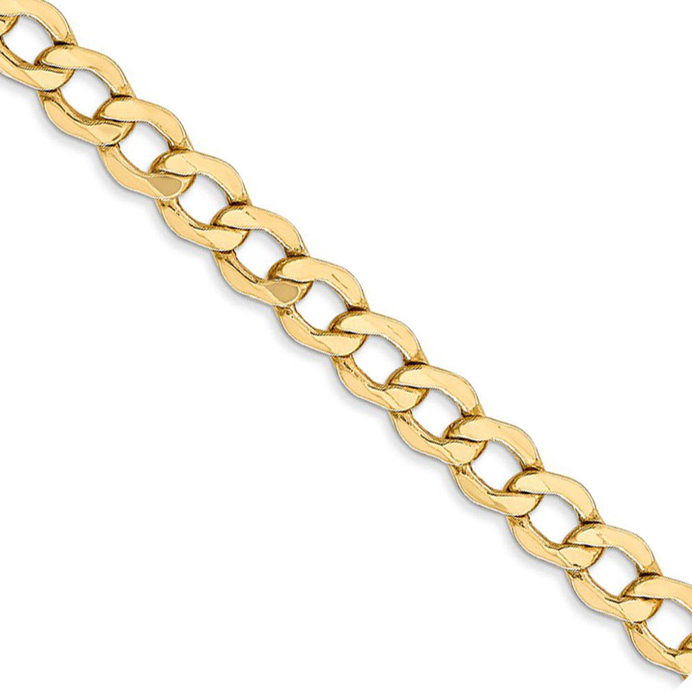 Men's 5.25mm 14k Yellow Gold Hollow Curb Link Chain Necklace