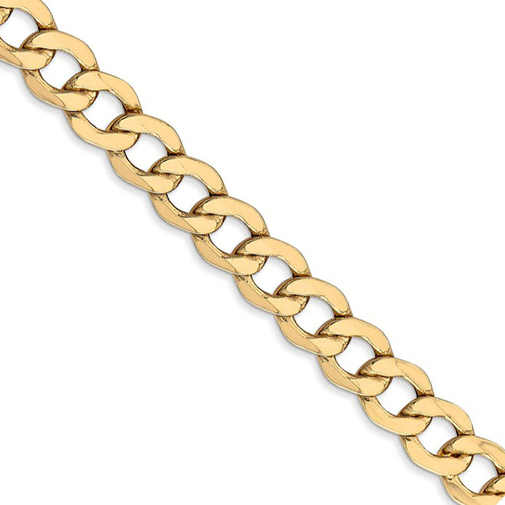 Men's 7mm 14k Yellow Gold Hollow Curb Link Chain Necklace