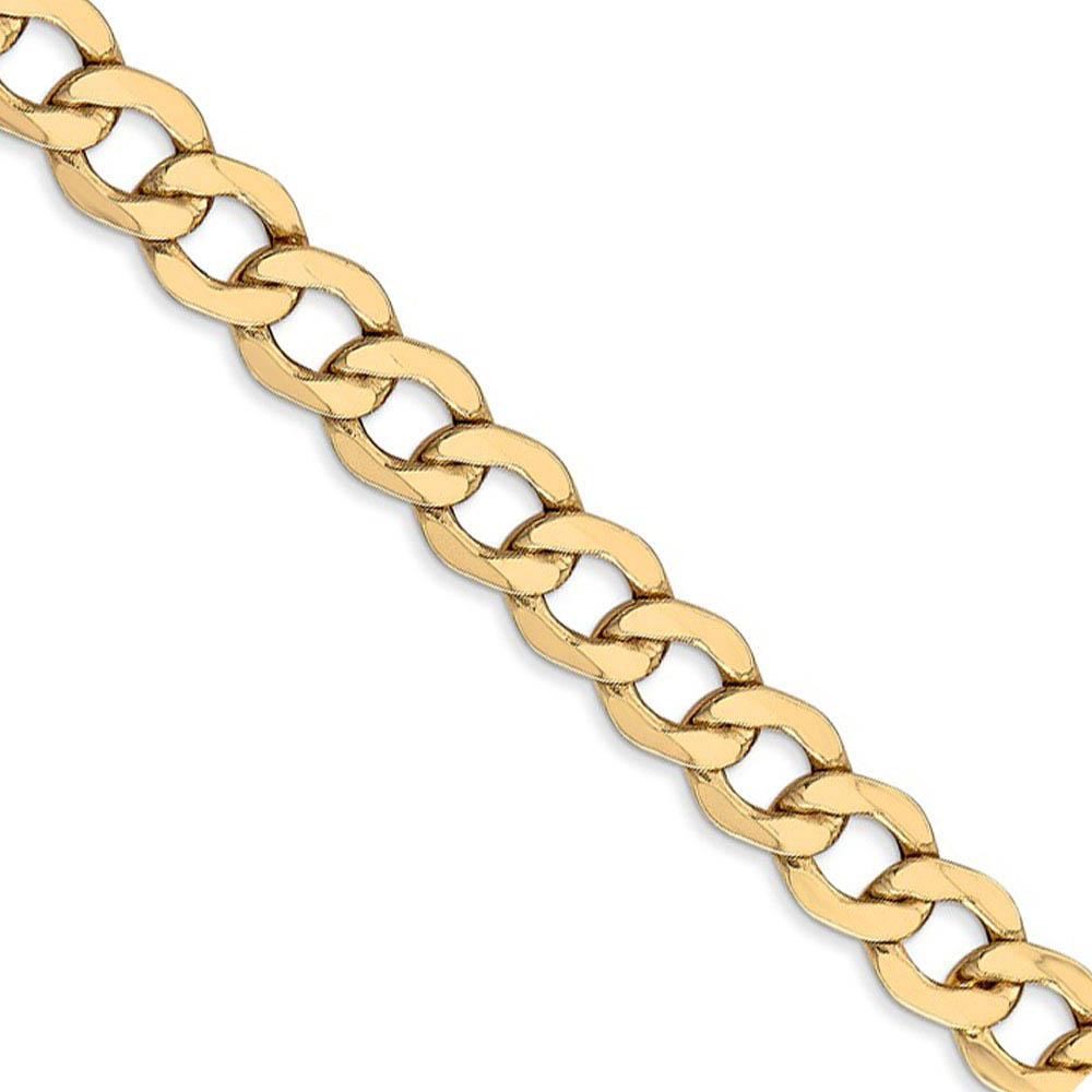 Men&#039;s 7mm 14k Yellow Gold Hollow Curb Link Chain Necklace