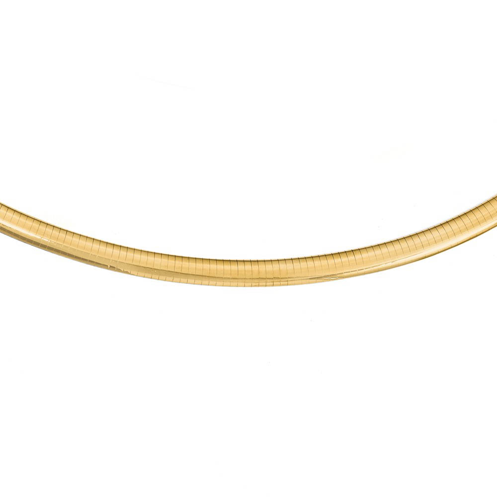 8mm 14k Yellow Gold Lightweight Domed Omega Chain Necklace