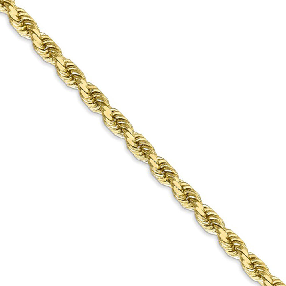 Men&#039;s 5mm 10k Yellow Gold Diamond Cut Solid Rope Chain Necklace, 20in