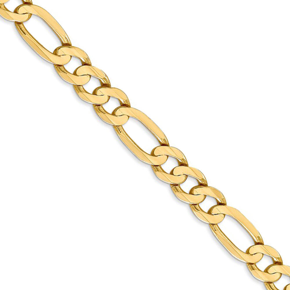 Men's 6.75mm 10k Yellow Gold Solid Concave Figaro Chain Necklace
