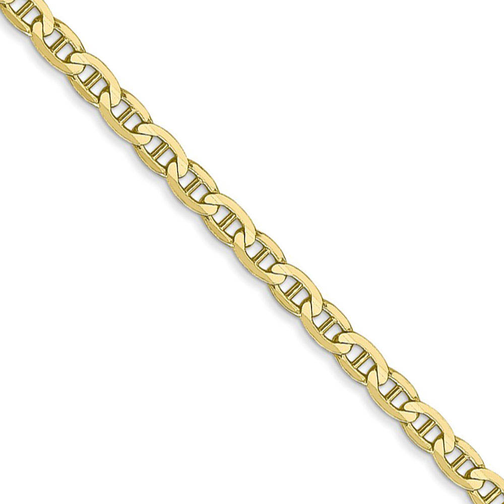 3mm 10k Yellow Gold Solid Concave Anchor Chain Bracelet