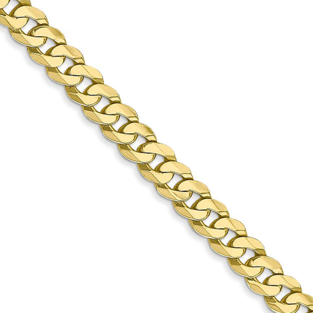 4.6mm 10k Yellow Gold Flat Beveled Curb Chain Necklace
