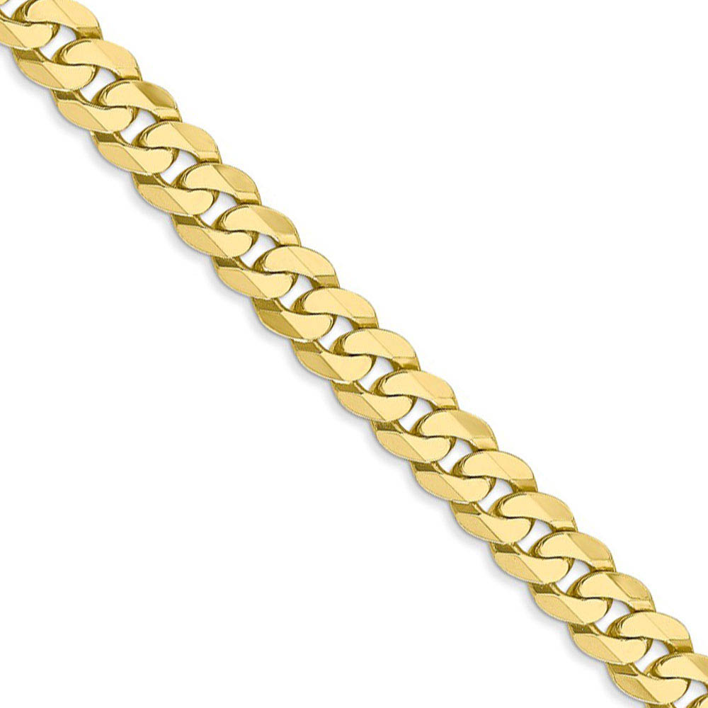 Men&#039;s 6.1mm 10k Yellow Gold Flat Beveled Curb Chain Necklace, 18 Inch