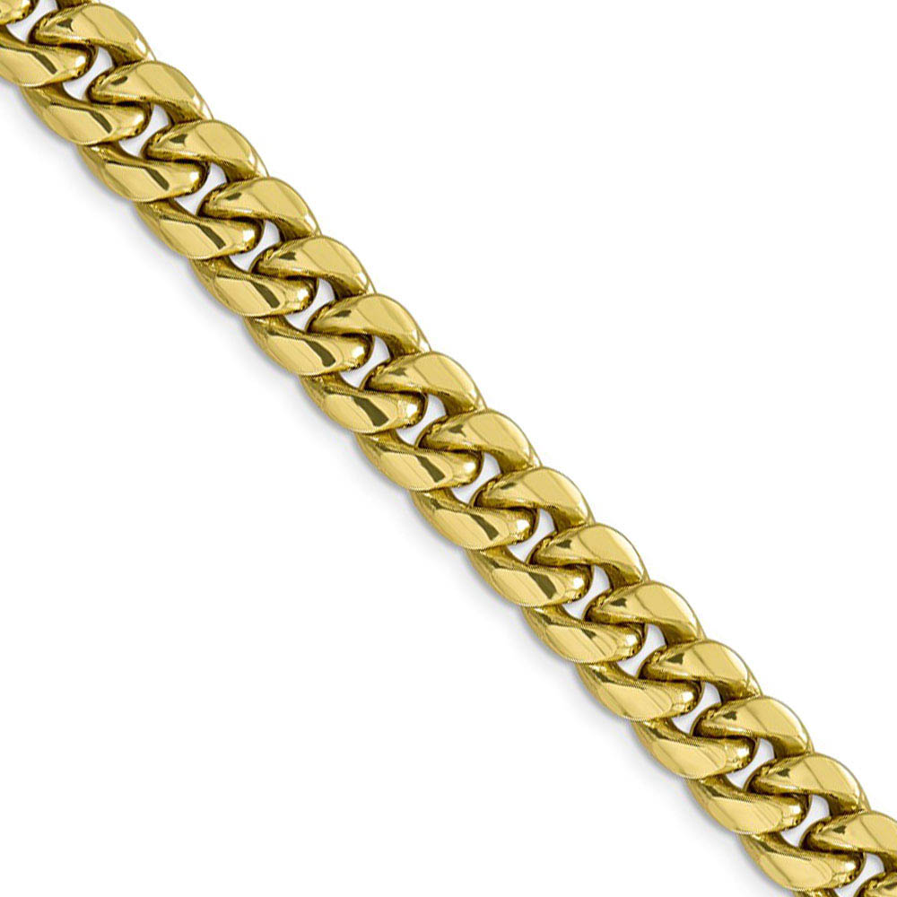 Men&#039;s 9.3mm 10k Yellow Gold Hollow Miami Cuban Chain Necklace, 22 Inch