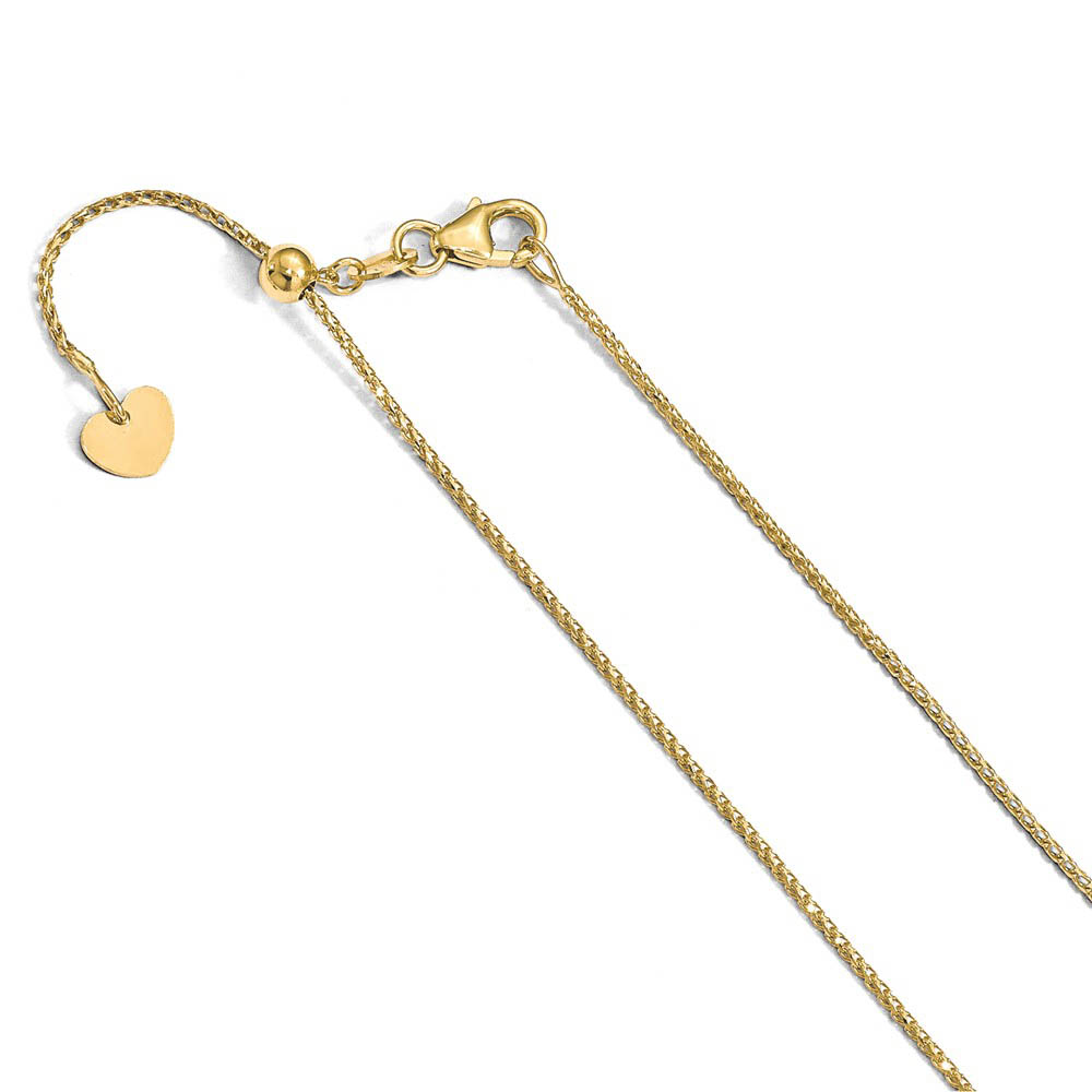 1mm 14k Yellow Gold Adjustable D/C Open Franco Chain Necklace