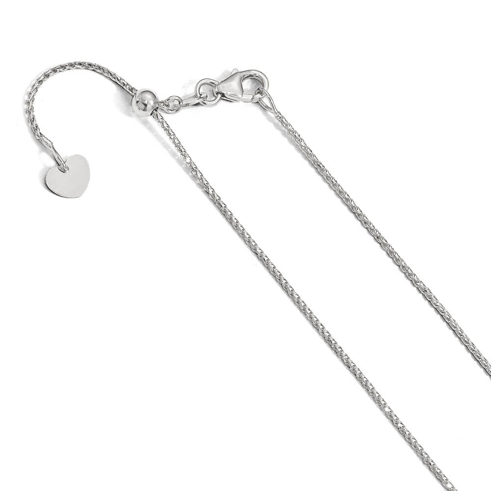 1mm 14k White Gold Adjustable D/C Open Franco Chain Necklace