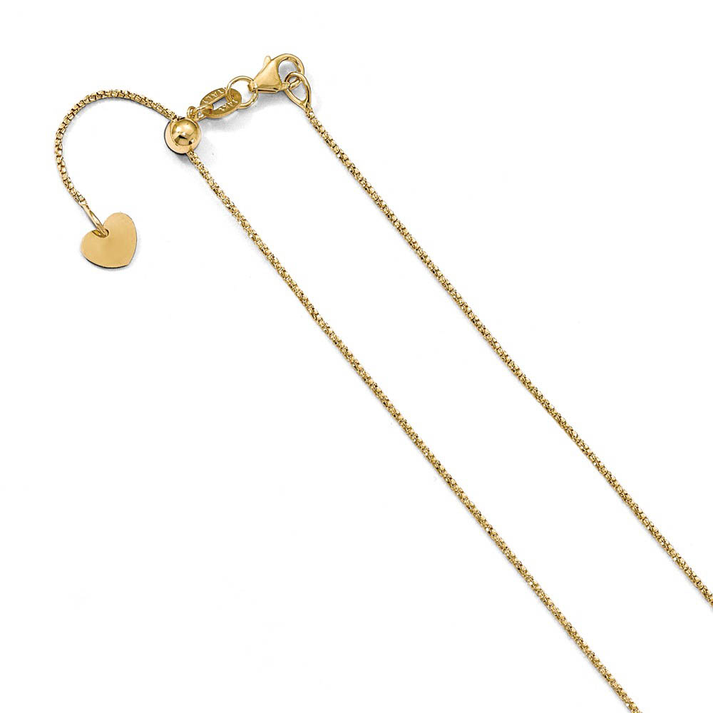 0.9mm 14k Yellow Gold D/C Twisted Box Adjustable Chain Necklace