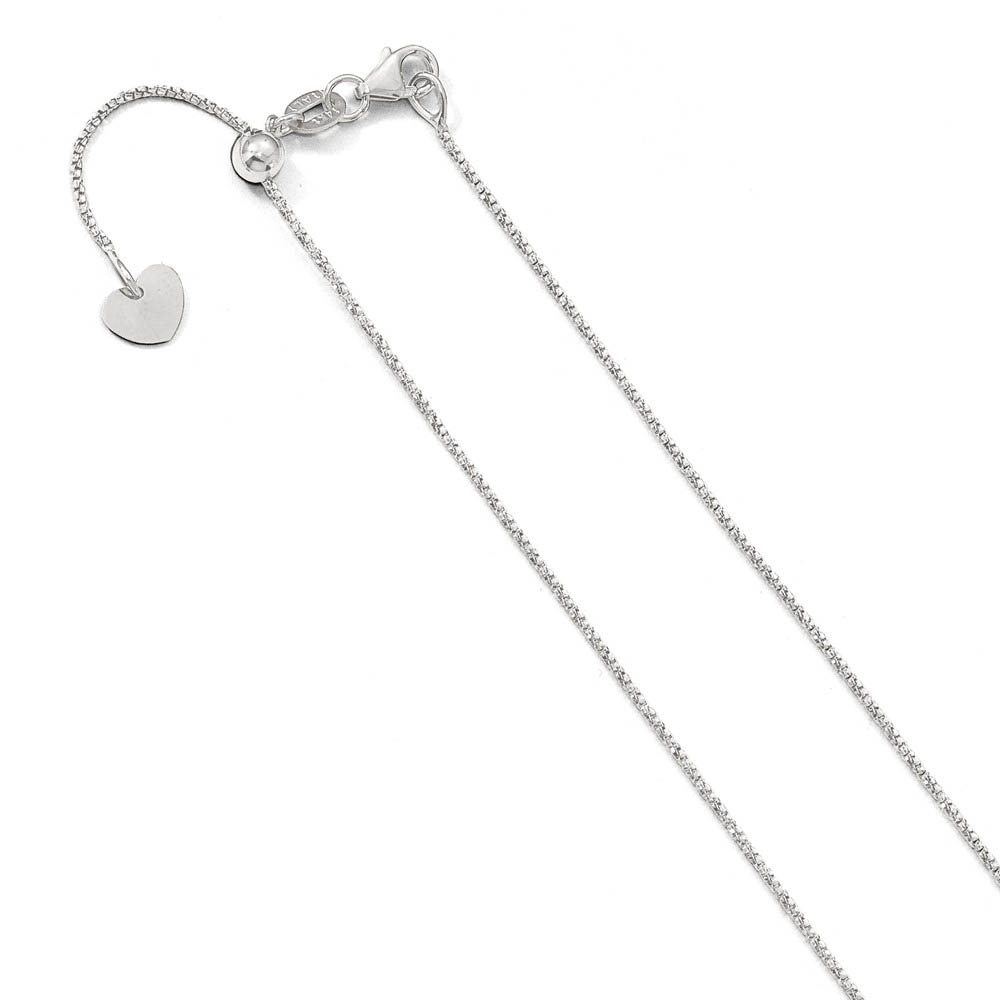 0.9mm 14k White Gold D/C Twisted Box Adjustable Chain Necklace