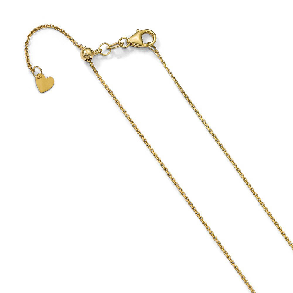 1.1mm 14k Yellow Gold Adjustable D/C Cable Chain Necklace