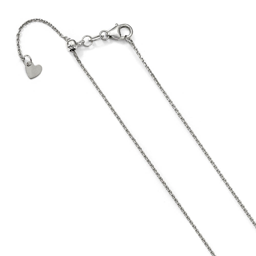 1.1mm 14k White Gold Adjustable D/C Cable Chain Necklace