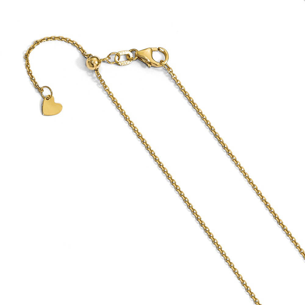 1.25mm 14k Yellow Gold Adjustable D/C Cable Chain Necklace