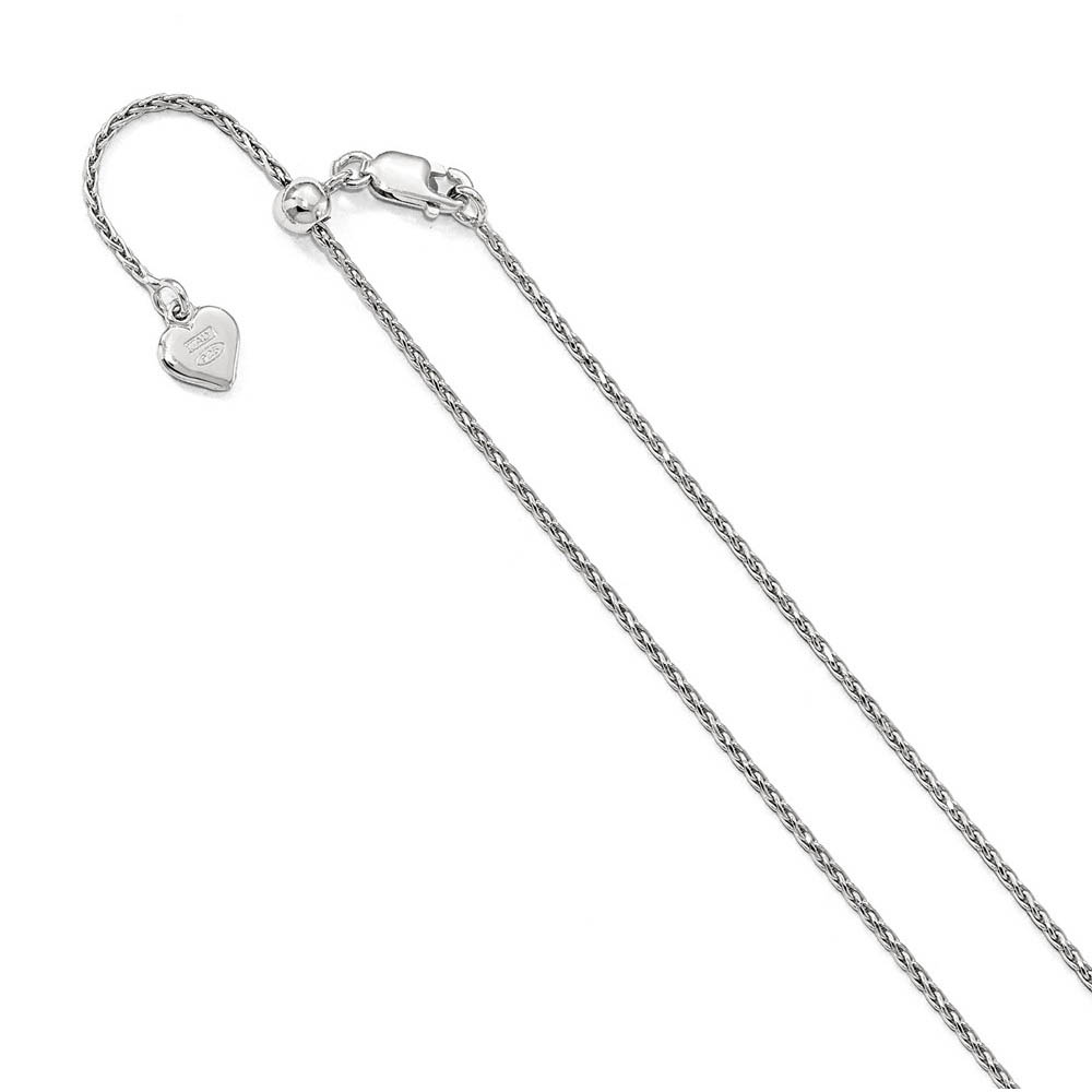 1.1mm Rhodium Plated Sterling Silver D/C Adj. Spiga Necklace