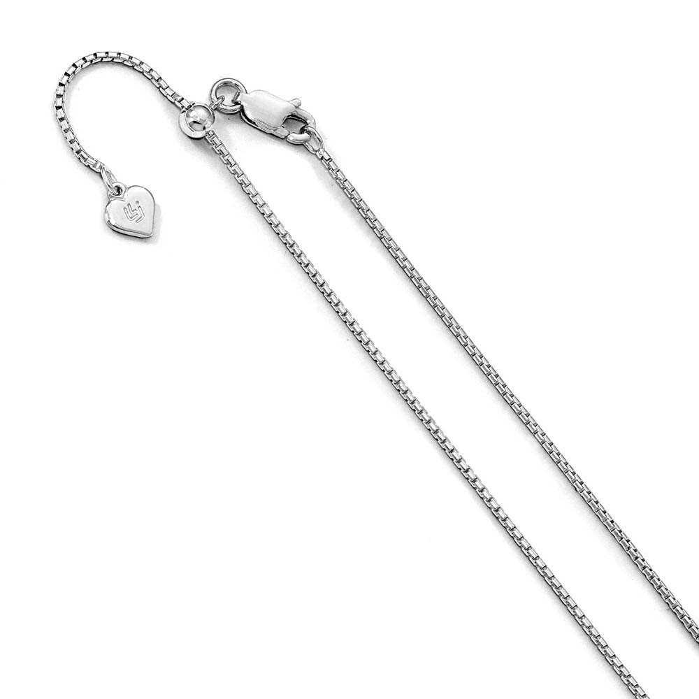 1.25mm Rhodium Sterling Silver Adj. Round Box Chain Necklace