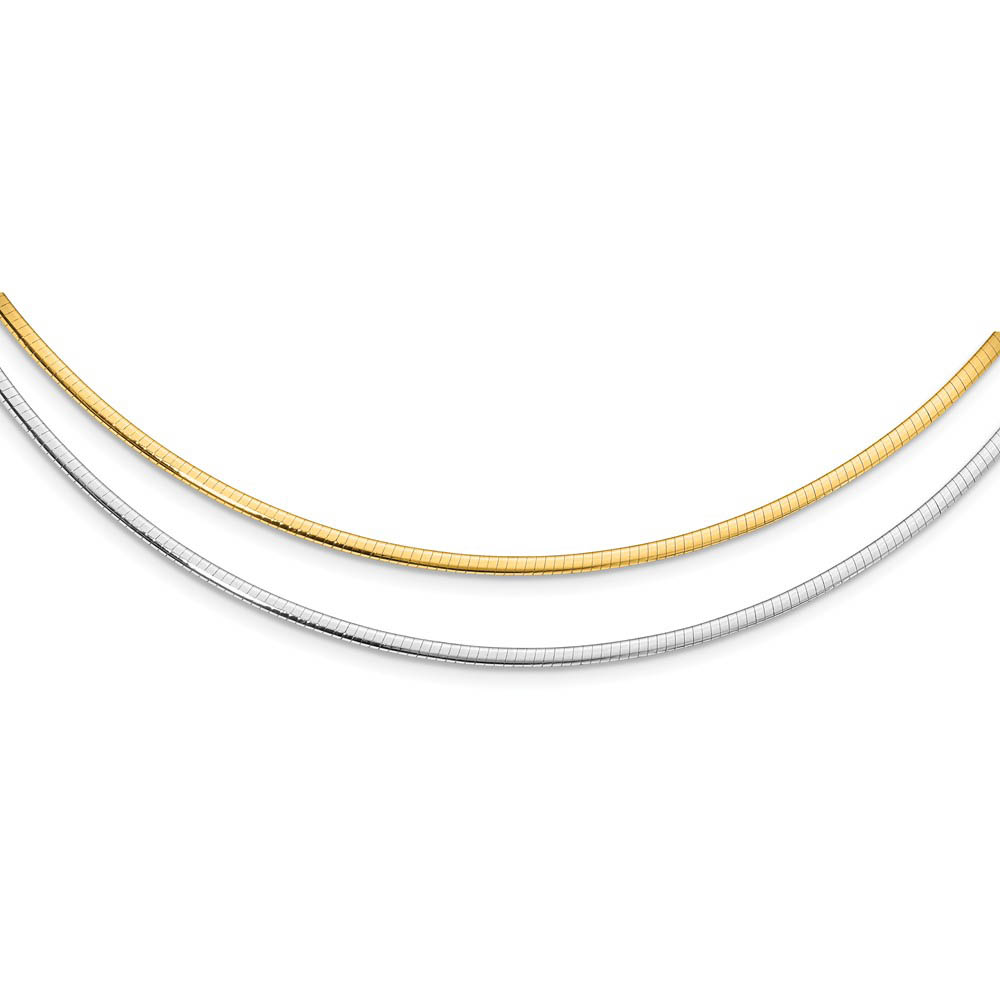 2mm 14k Two Tone Gold Reversible Adjustable Omega Necklace Inch