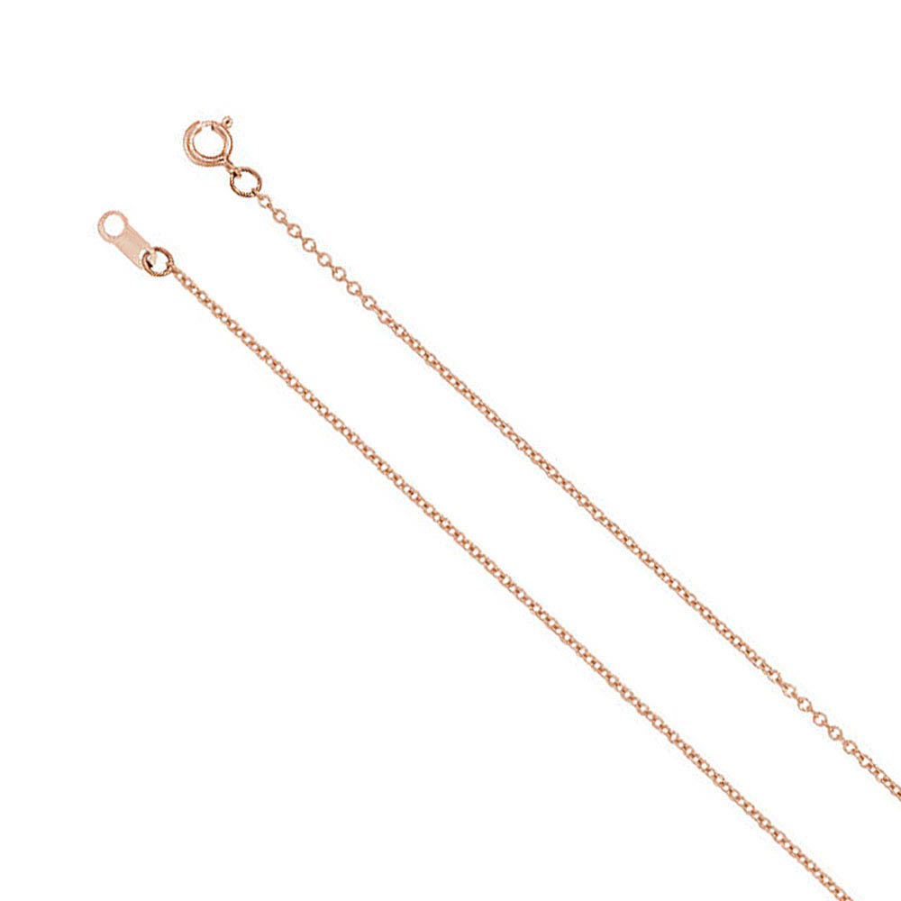 Youth 1mm 14k White, Yellow or Rose Gold Cable Chain Necklace, 15 Inch