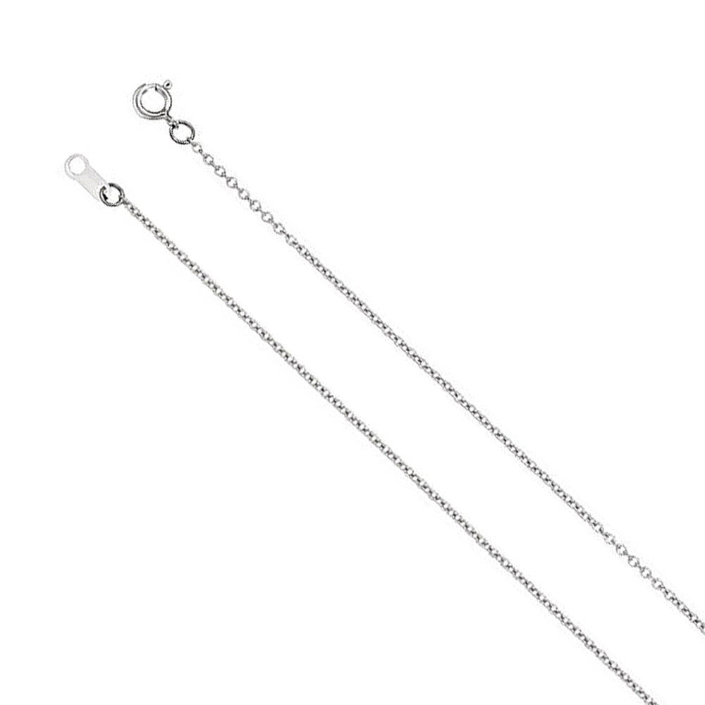 Youth 1mm 14k White Gold Solid Cable Chain Necklace, 15 Inch