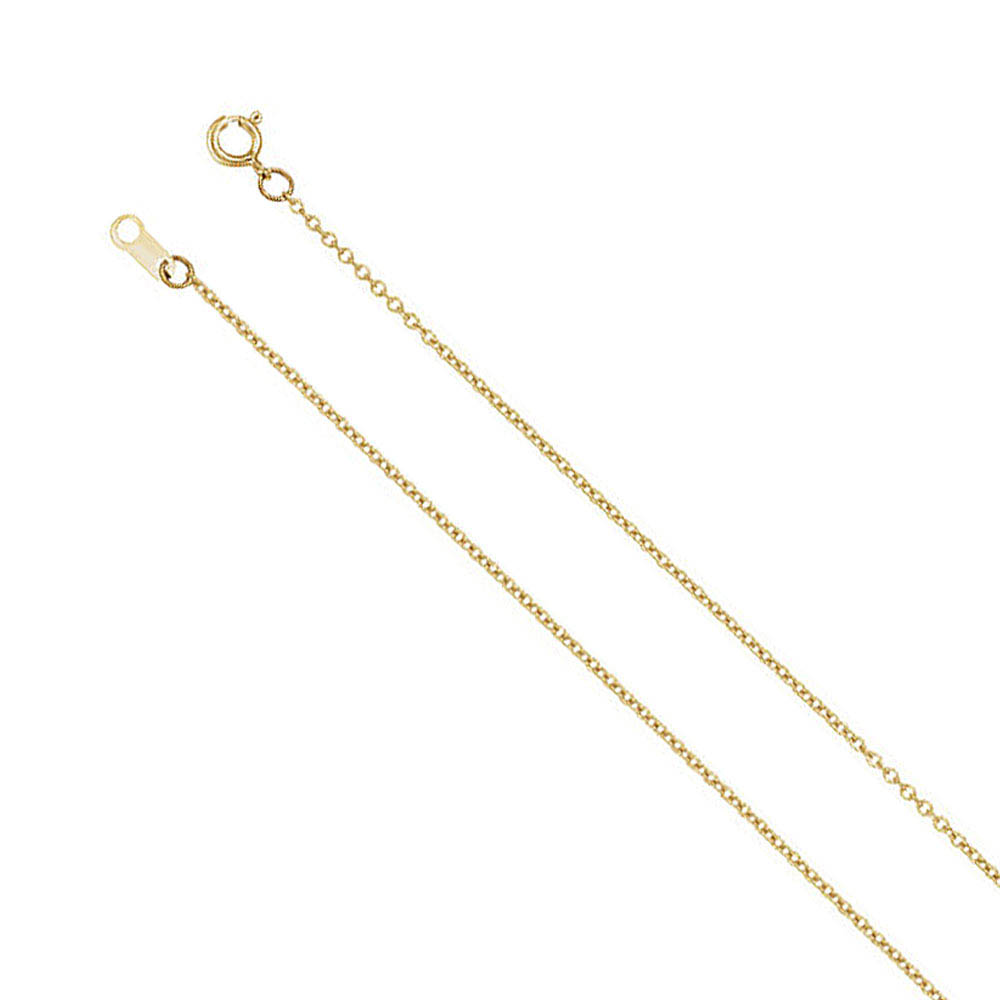 Youth 1mm 14k Yellow Gold Solid Cable Chain Necklace, 15 Inch