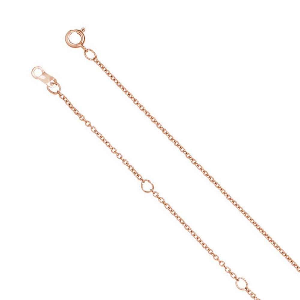 10k Rose Gold 1mm Solid Cable Chain Necklace, Inch