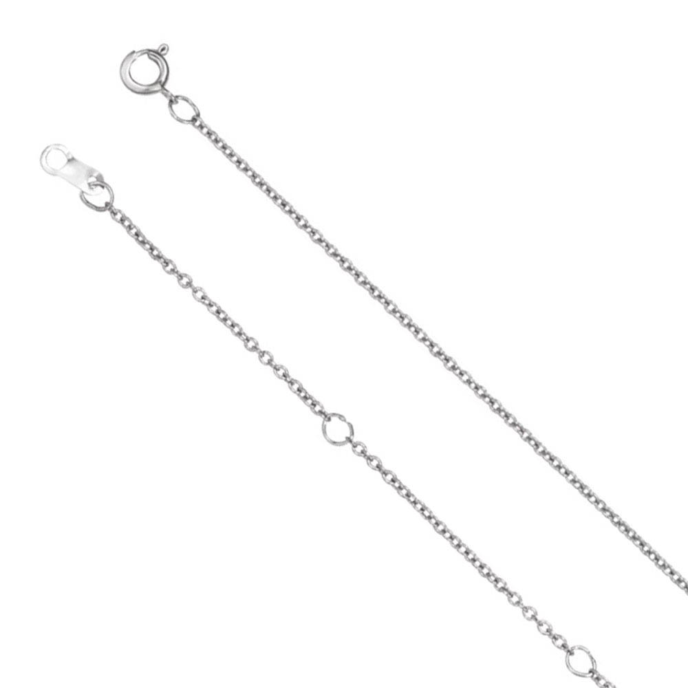 10k White Gold 1mm Solid Cable Chain Necklace, Inch