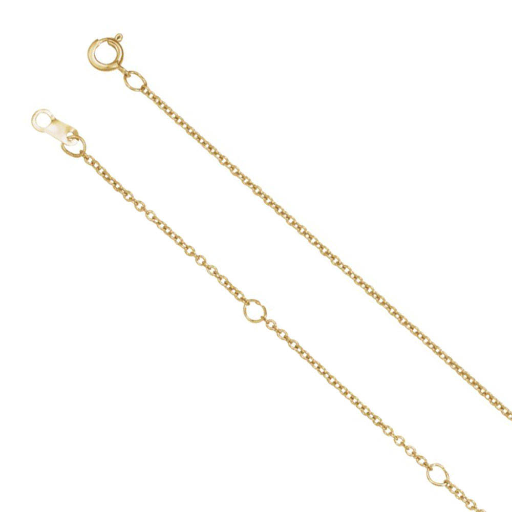 10k Yellow, White or Rose Gold 1mm Solid Cable Chain Necklace, 16-18in