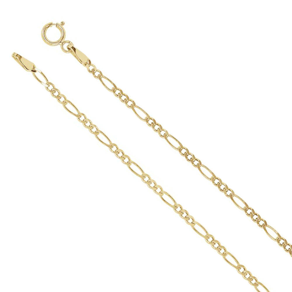 14K Yellow Gold 2mm Solid Figaro Chain Necklace