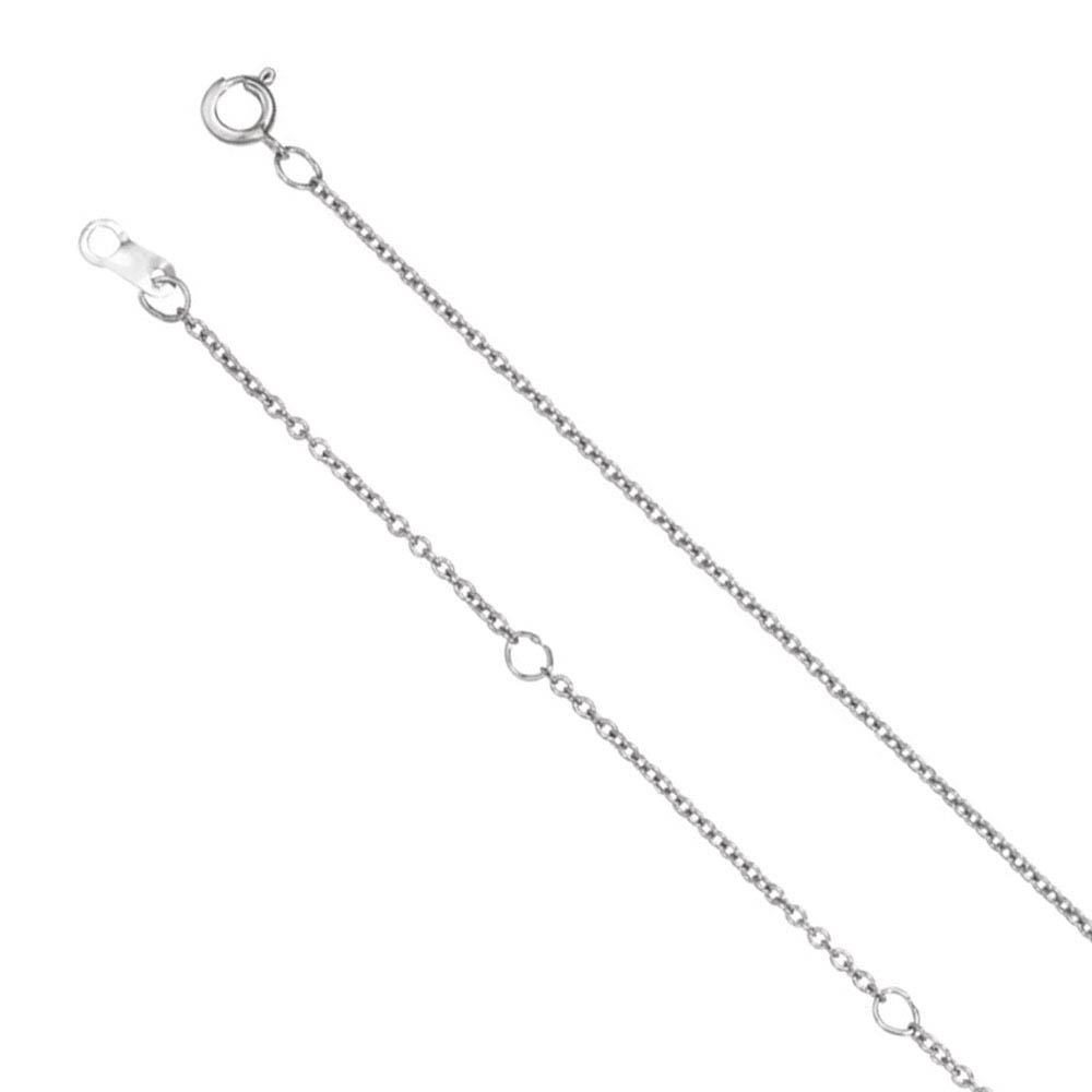 Platinum Adjustable 1mm Solid Cable Chain Necklace, Inch