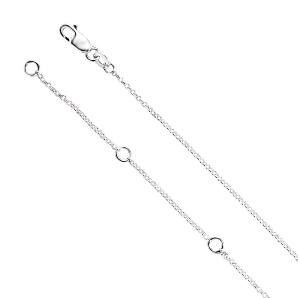 1.3mm Sterling Silver Solid Rolo Chain Necklace, Inch