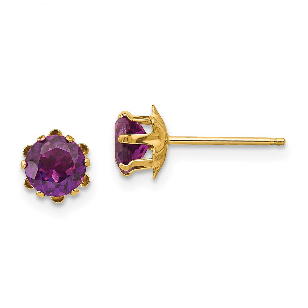 Kids 5mm Synthetic Alexandrite Birthstone 14k Gold Stud Earrings