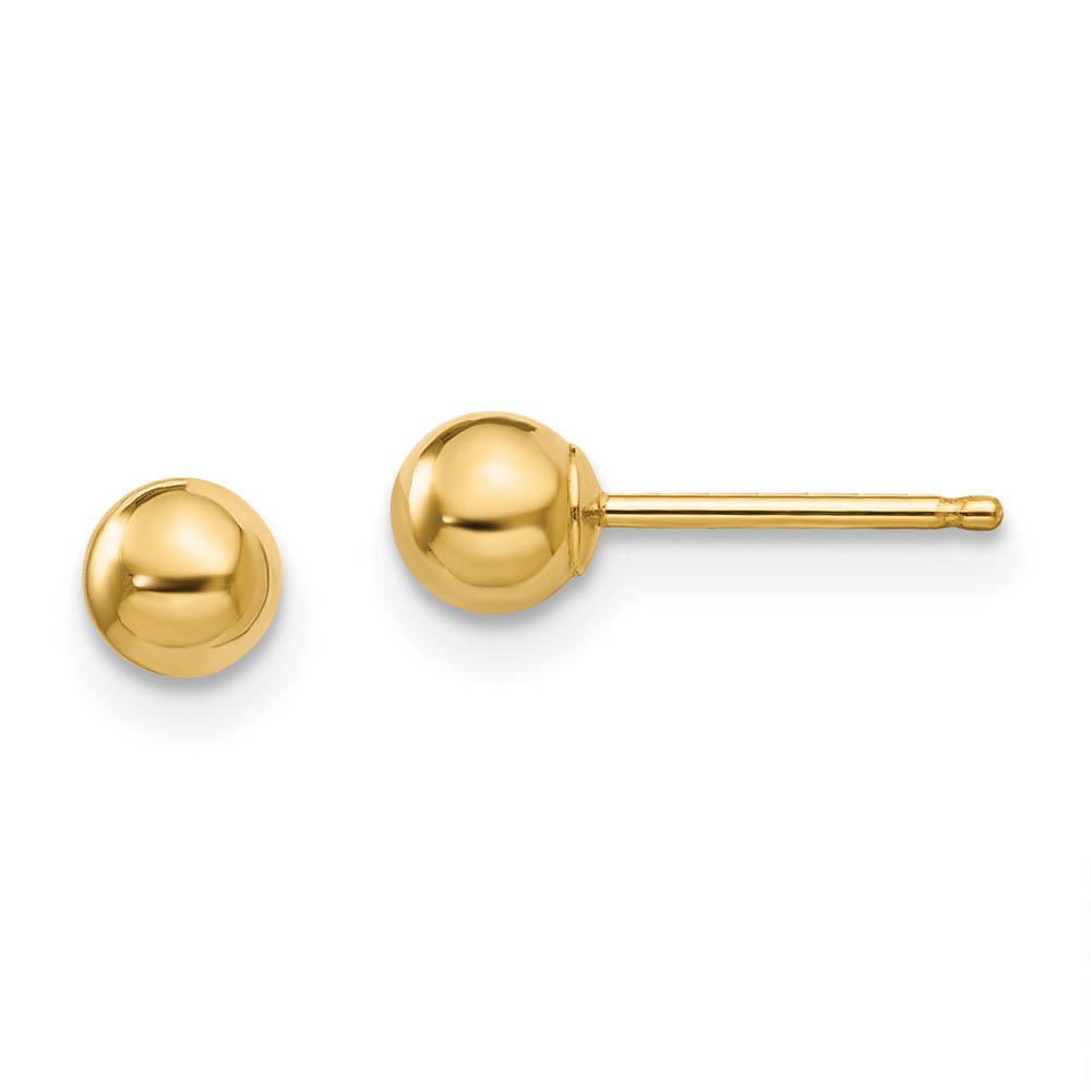 4mm Polished Ball Friction Back Stud Earrings in 14k Yellow Gold