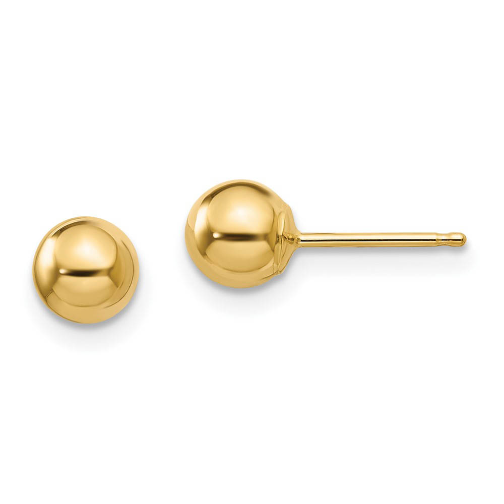 5mm Polished Ball Friction Back Stud Earrings in 14k Yellow Gold