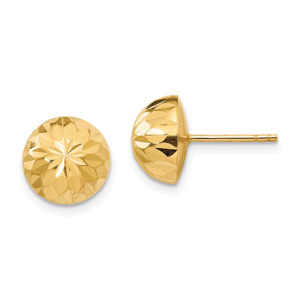 9mm Diamond-cut Half-Ball Post Earrings in 14k Yellow Gold