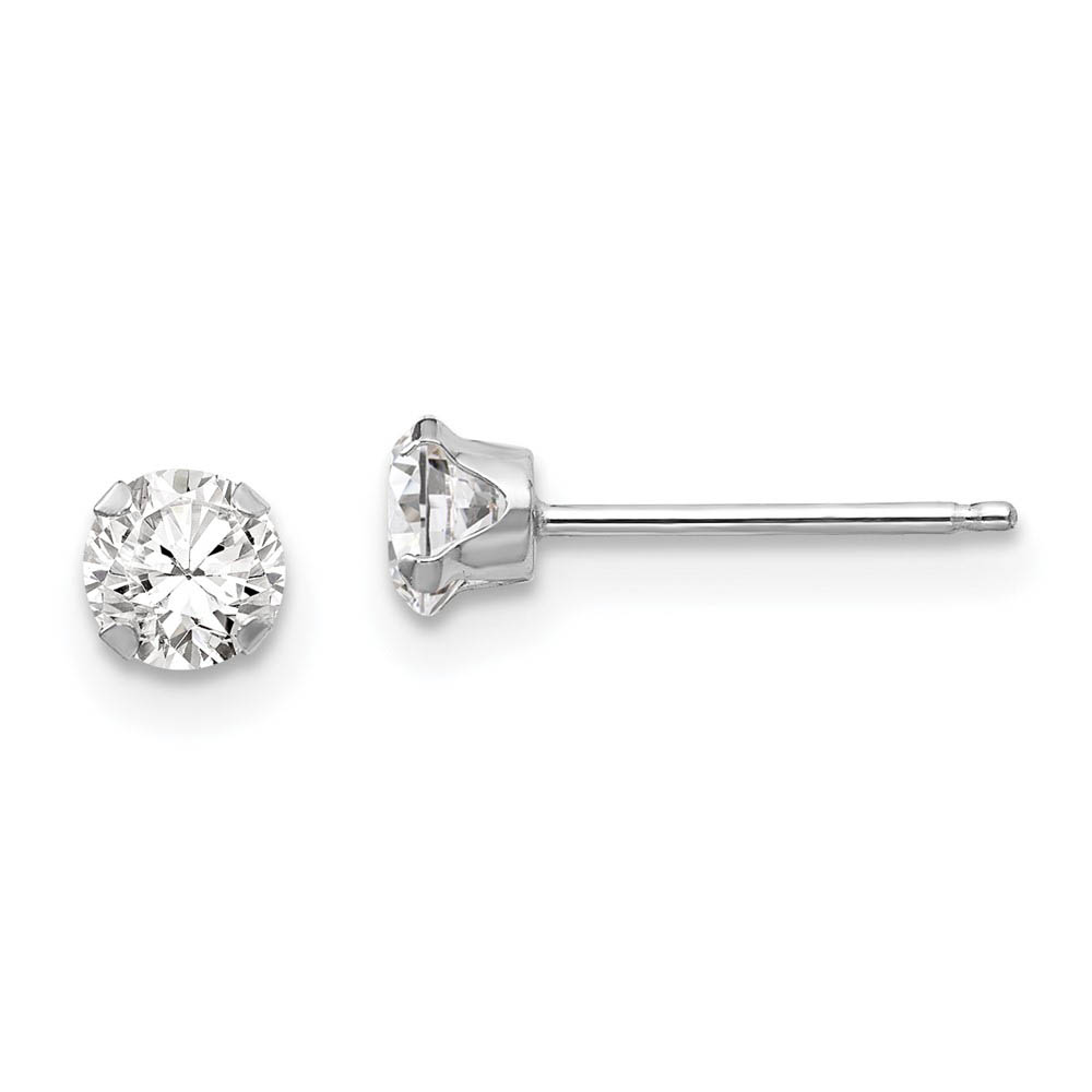 4mm Round Cubic Zirconia Stud Earrings in 14k White Gold