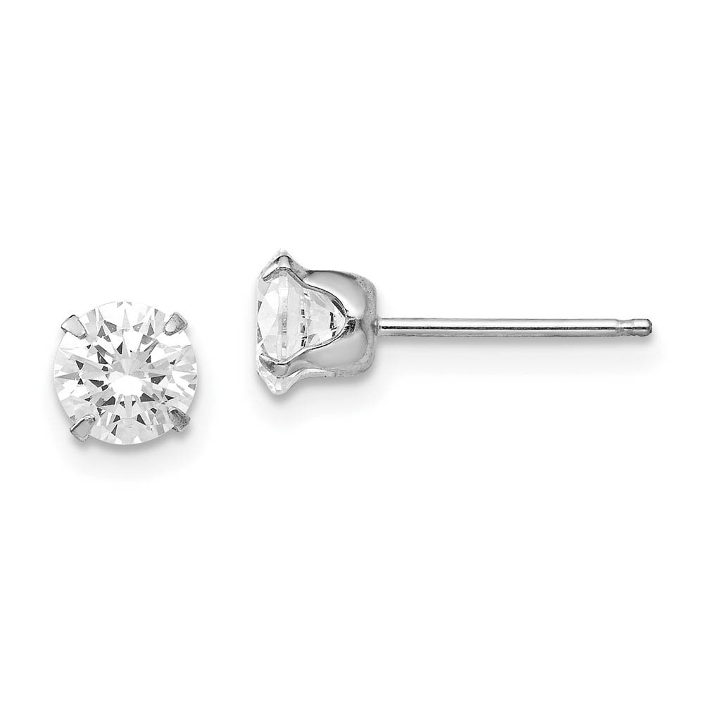 5.25mm Round Cubic Zirconia Stud Earrings in 14k White Gold