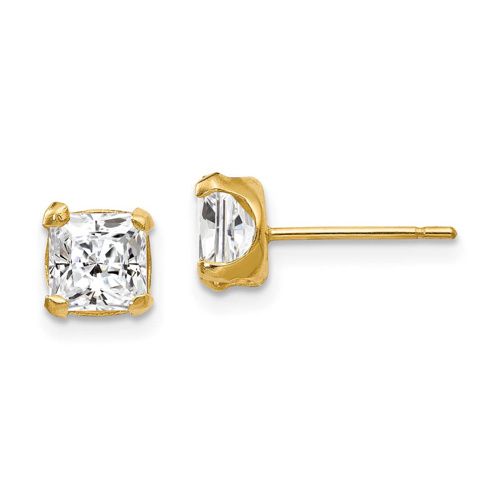 5mm Princess Basket Set Cubic Zirconia Earrings in 14k Yellow Gold