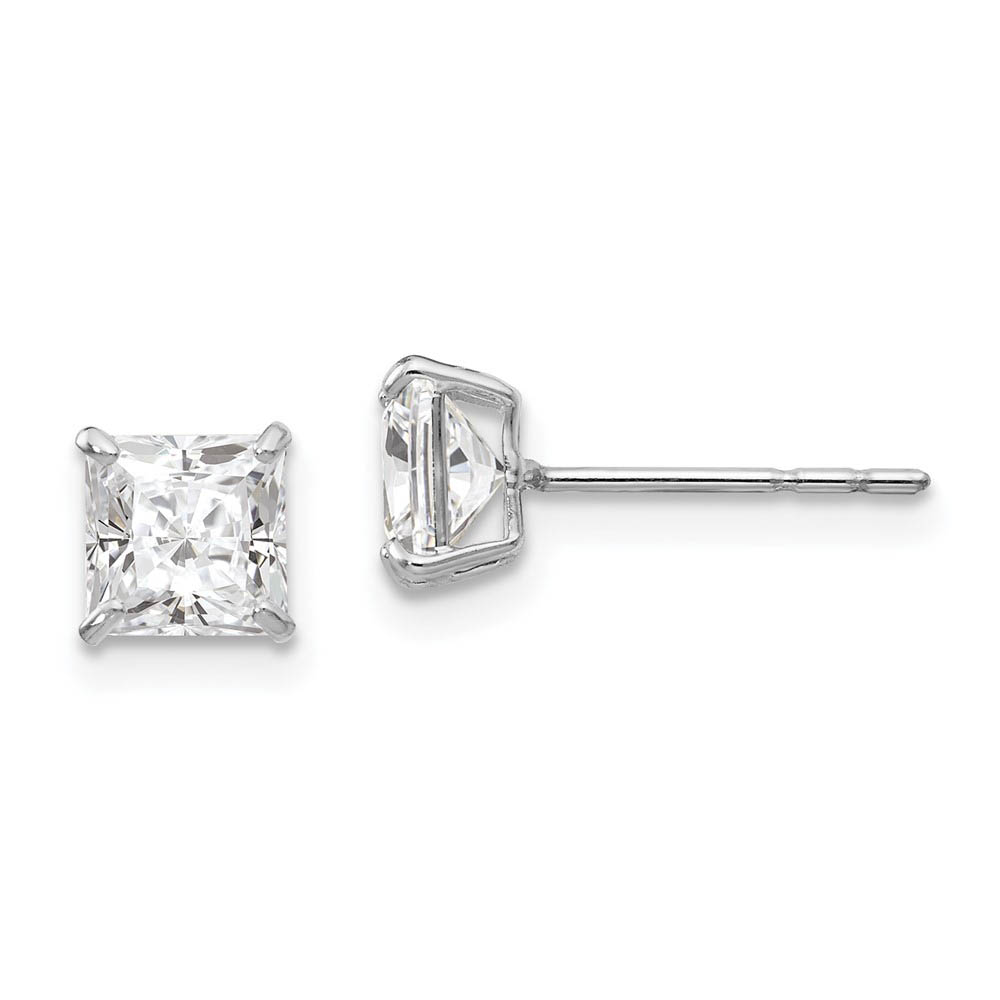 5mm Princess Basket Set Cubic Zirconia Earrings in 14k White Gold