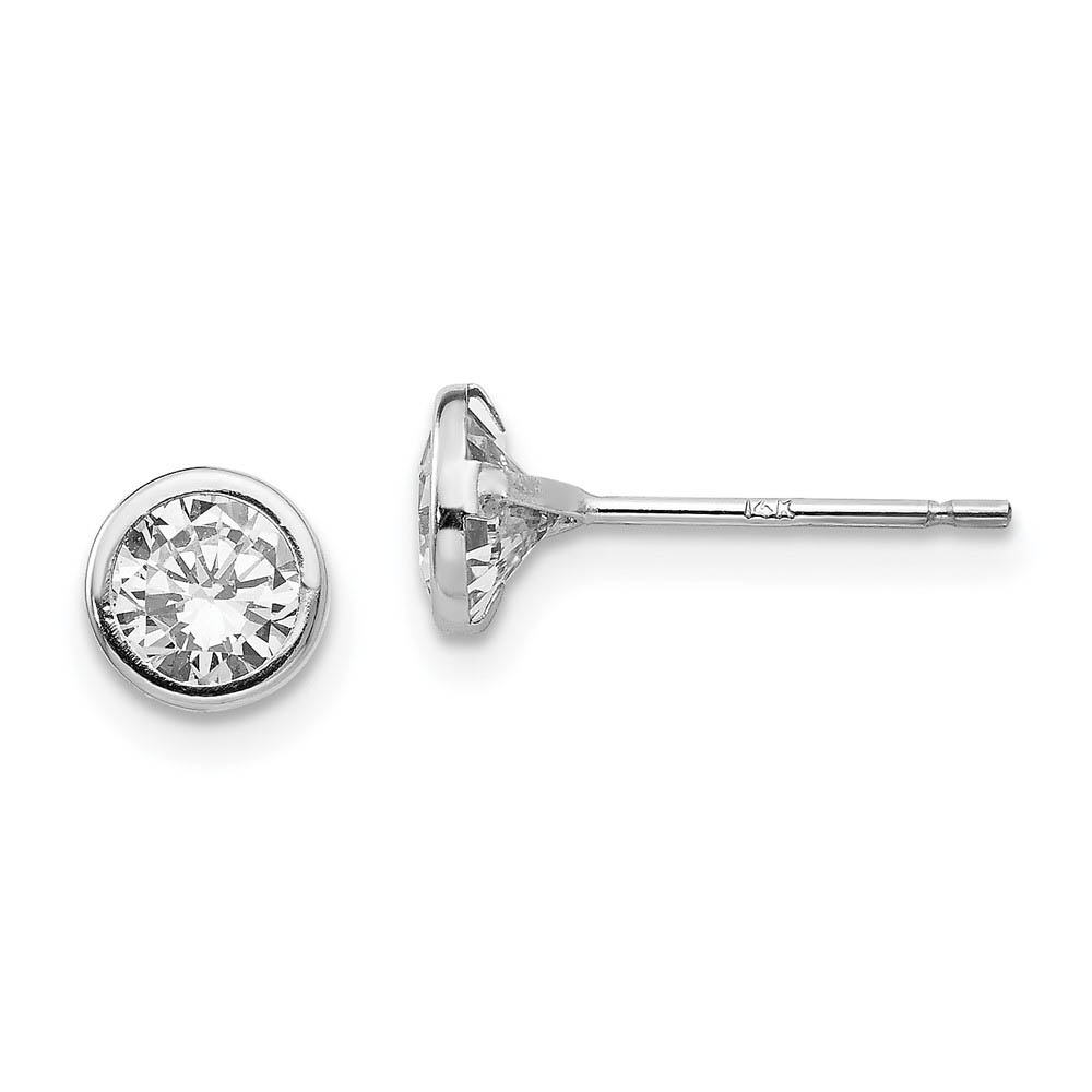 5mm Bezel Set Cubic Zirconia Stud Earrings in 14k White Gold