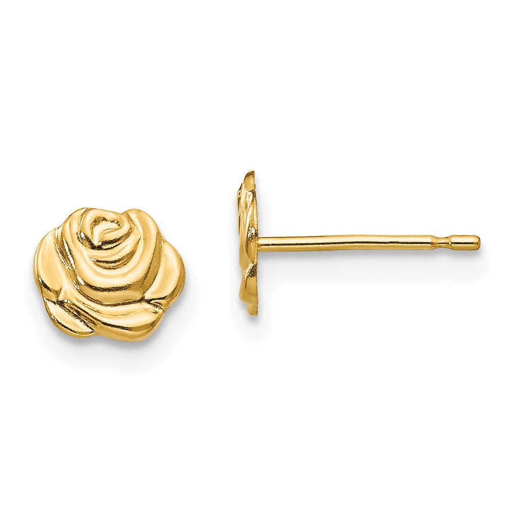 Kids 6mm Rose Bud Post Earrings in 14k Yellow Gold