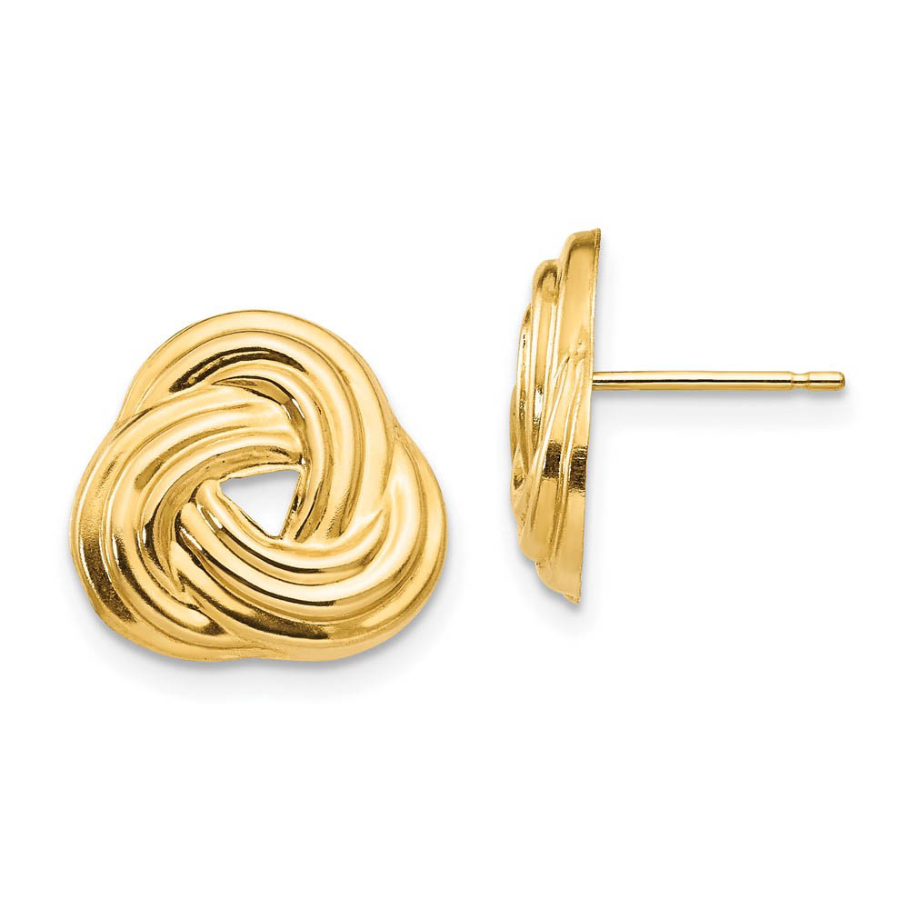 13mm Love Knot Post Earrings in 14k Yellow Gold