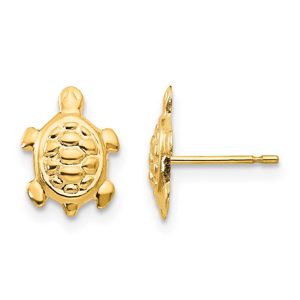 Kids Turtle Post Earrings in 14k Yellow Gold