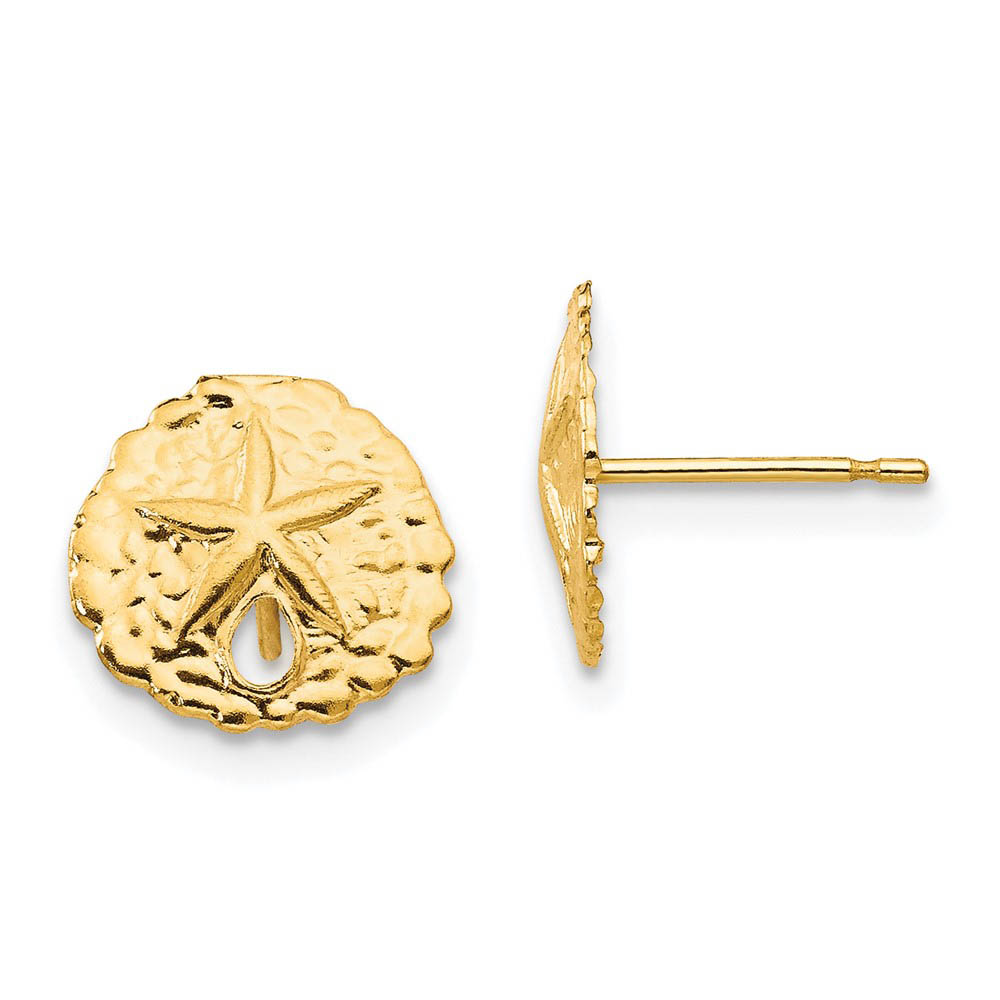 Kids 9mm 14k Yellow Gold Sand Dollar Post Earrings