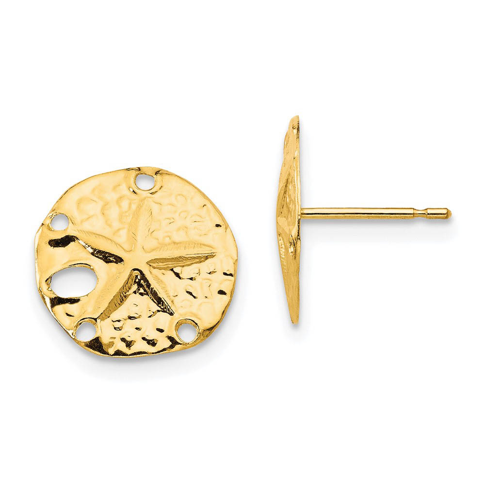 11mm Sand Dollar Post Earrings in 14k Yellow Gold