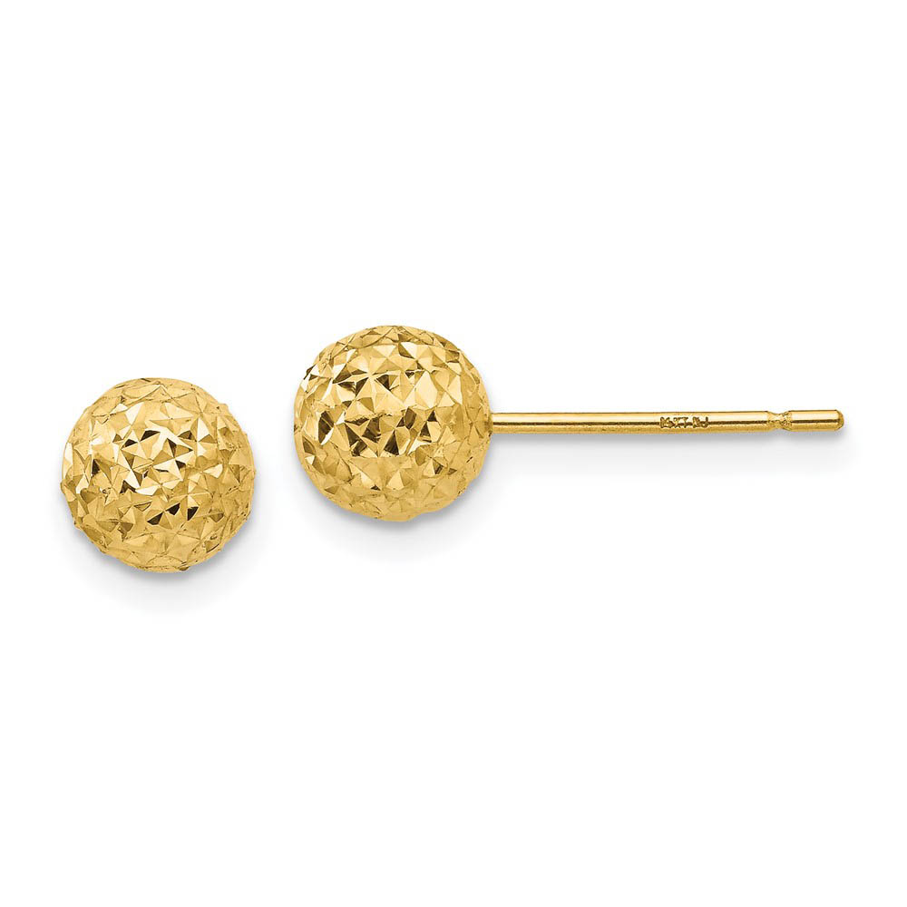 6mm Diamond Cut Ball Post Earrings in 14k Yellow Gold