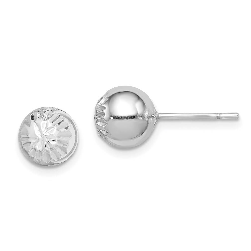 8mm Diamond Cut Ball Post Earrings in Sterling Silver