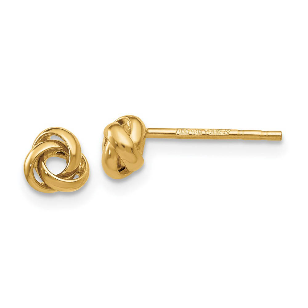 5mm Polished Love Knot Earrings in 14k Yellow Gold